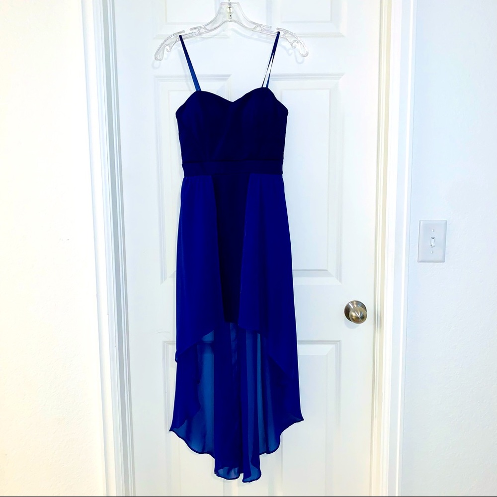 Indigo blue/purple strapless high low dress XS.